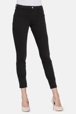 CARRERA - DONNA LEGGINGS JEANS NERO SUPER STRETCH CON ZIP ALLA CAVIGLIA- CAPRI