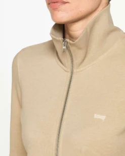 CARRERA - FELPA BEIGE FULL ZIP COLLO ALTO IN TESSUTO FELPATO