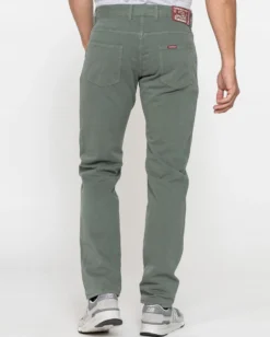 CARRERA - PANTALONE VERDE 5 TASCHE  SMERIGLIATO IN PESANTE GABARDINA DI COTONE