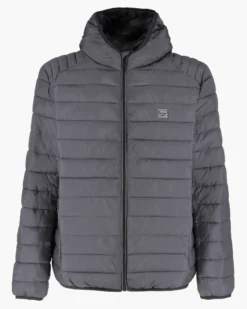 CARRERA - PIUMINO UOMO ANTRACITE  ULTRALEGGERO IN RIPSTOP CON CAPPUCCIO