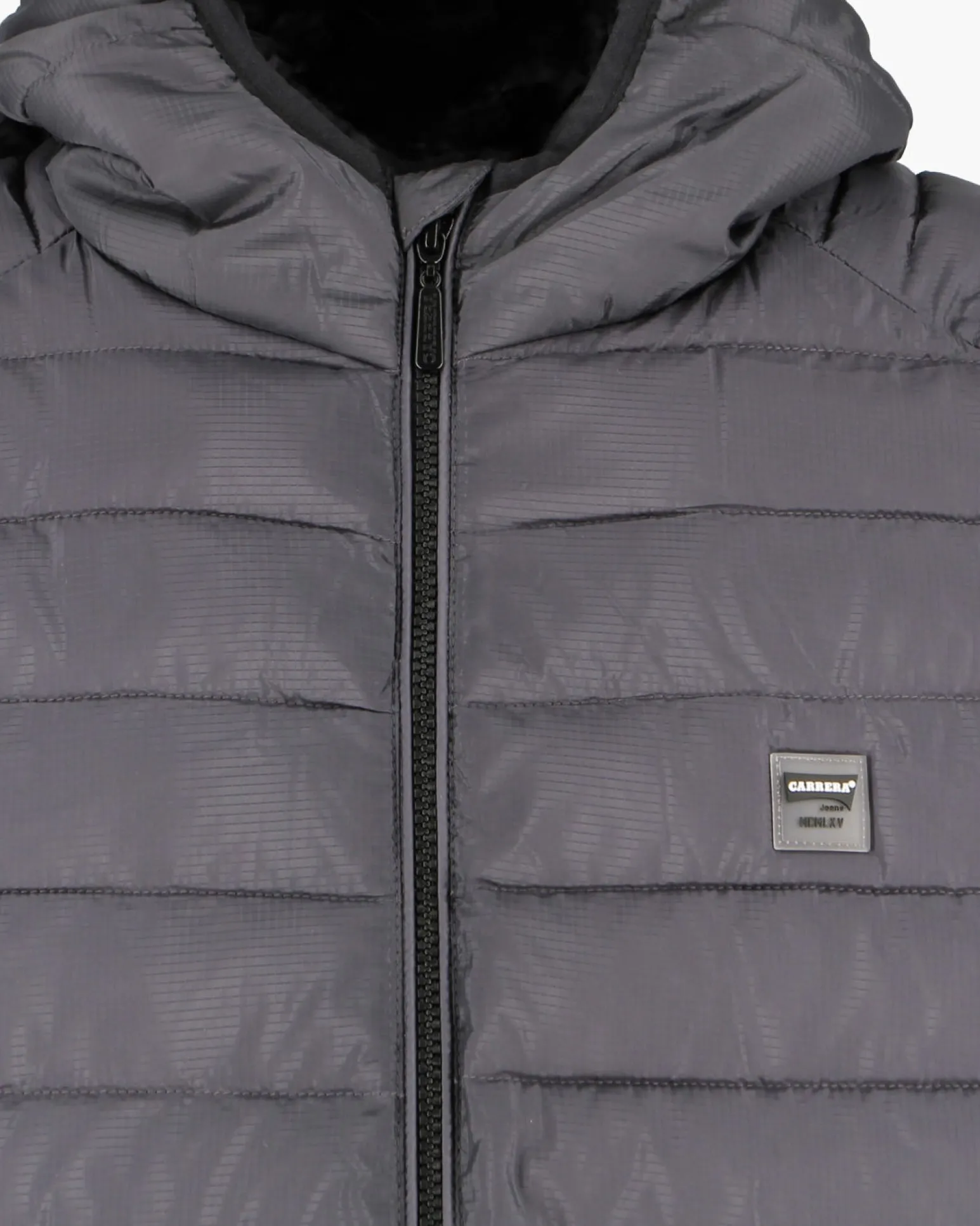 CARRERA - PIUMINO UOMO ANTRACITE ULTRALEGGERO IN RIPSTOP CON CAPPUCCIO