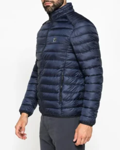 CARRERA - PIUMINO UOMO BLU ULTRALEGGERO IN RIPSTOP COLLO COREANO