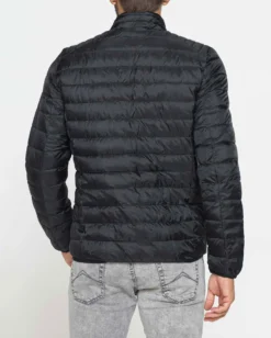 CARRERA - PIUMINO UOMO NERO ULTRALEGGERO IN RIPSTOP COLLO COREANO