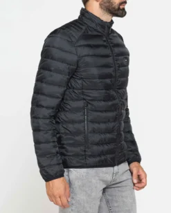CARRERA - PIUMINO UOMO NERO ULTRALEGGERO IN RIPSTOP COLLO COREANO