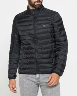 CARRERA - PIUMINO UOMO NERO ULTRALEGGERO IN RIPSTOP COLLO COREANO