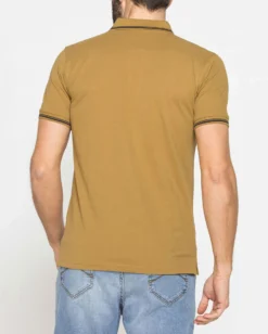 CARRERA - Polo manica corta basic in piquet di cotone senape con bordino a contrasto