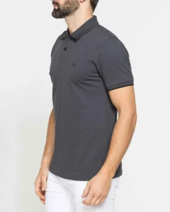 CARRERA - Polo manica corta in piquet elasticizzato antracite