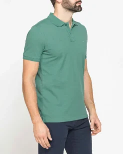 CARRERA - Polo manica corta in piquet di cotone organico verde salvia
