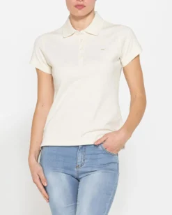 CARRERA - Polo manica corta in tessuto piquet beige da donna