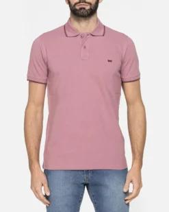 CARRERA - POLO PIQUET ROSA ANTICO MANICA CORTA BASIC BORDINO IN TINTA