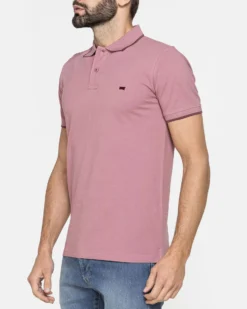 CARRERA - POLO PIQUET ROSA ANTICO MANICA CORTA BASIC BORDINO IN TINTA