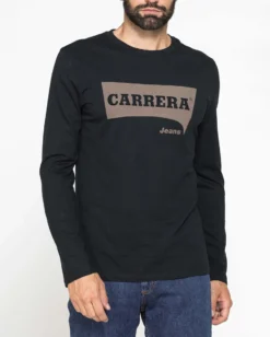 CARRERA - T-SHIRT NERA GIROCOLLO MANICA LUNGA DA UOMO