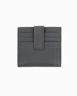 CHARRO - Portacarte grigio in VERA PELLE da uomo con pattina