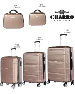 CHARRO- Trolley in ABS a righe orizzontali con 4 ruote doppie