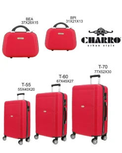 CHARRO - TROLLEY IN ABS A RIGHE ORIZZONTALI CON 4 RUOTE DOPPIE