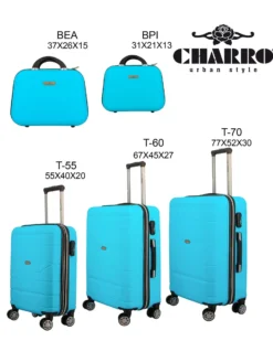 CHARRO - TROLLEY IN ABS A RIGHE ORIZZONTALI CON 4 RUOTE DOPPIE