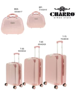 CHARRO- Trolley in ABS a righe verticali con 4 ruote doppie e angoli effetto lucido