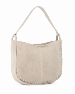 CHESTER POLO ACADEMY - Borsa a spalla beige scamosciata in VERA PELLE