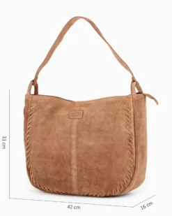 CHESTER POLO ACADEMY - Borsa a spalla cuoio scamosciata in VERA PELLE