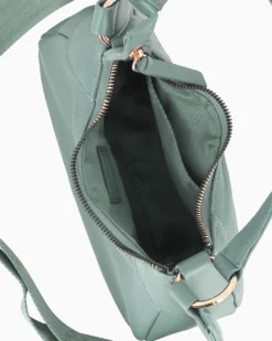 CHESTER POLO ACADEMY - Minibag verde acqua in VERA PELLE con tracolla nastro loggata
