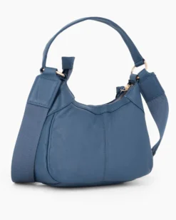 CHESTER POLO ACADEMY - Minibag blu in VERA PELLE con tracolla nastro loggata