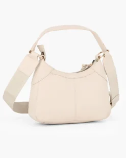 CHESTER POLO ACADEMY - Minibag latte in VERA PELLE con tracolla nastro loggata