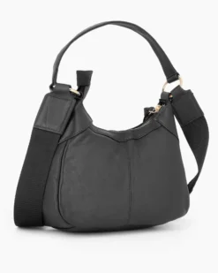 CHESTER POLO ACADEMY - Minibag nera in VERA PELLE con tracolla nastro loggata