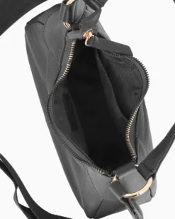 CHESTER POLO ACADEMY - Minibag nera in VERA PELLE con tracolla nastro loggata