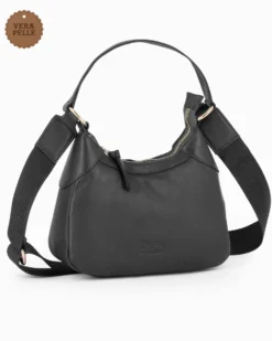 CHESTER POLO ACADEMY - Minibag nera in VERA PELLE con tracolla nastro loggata
