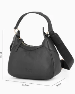 CHESTER POLO ACADEMY - Minibag nera in VERA PELLE con tracolla nastro loggata