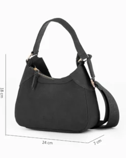 CHESTER POLO ACADEMY - Minibag nera scamosciata in VERA PELLE con tracolla nastro loggata
