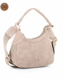 CHESTER POLO ACADEMY - Minibag beige scamosciata in VERA PELLE con tracolla nastro loggata