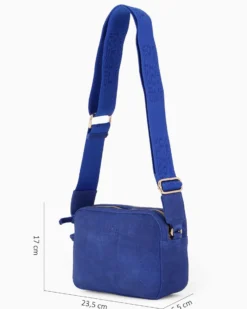 CHESTER POLO ACADEMY - Tracolla bluette scamosciata in VERA PELLE con due scomparti principali