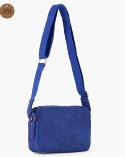 CHESTER POLO ACADEMY - Tracolla bluette scamosciata in VERA PELLE con due scomparti principali