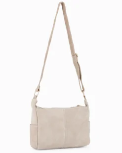 CHESTER POLO ACADEMY - Tracolla beige scamosciata in VERA PELLE con tre tasche frontali