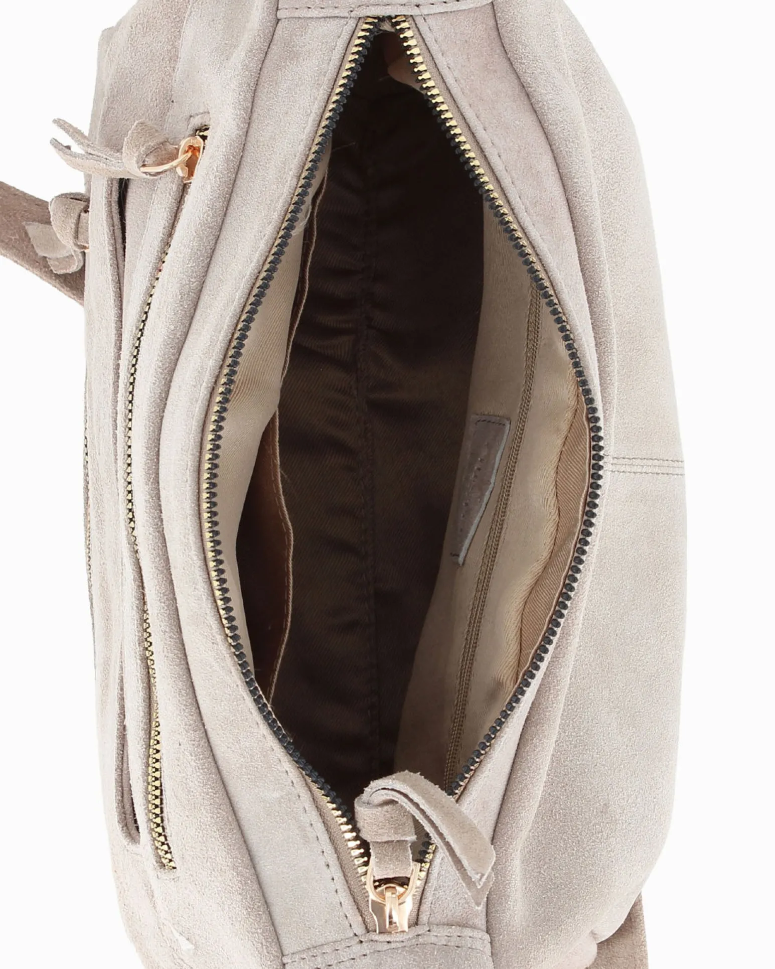 CHESTER POLO ACADEMY - Tracolla beige scamosciata in VERA PELLE con tre tasche frontali