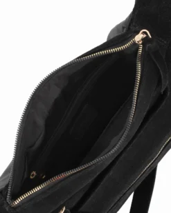 CHESTER POLO ACADEMY - Tracolla nera scamosciata in VERA PELLE con tre tasche frontali