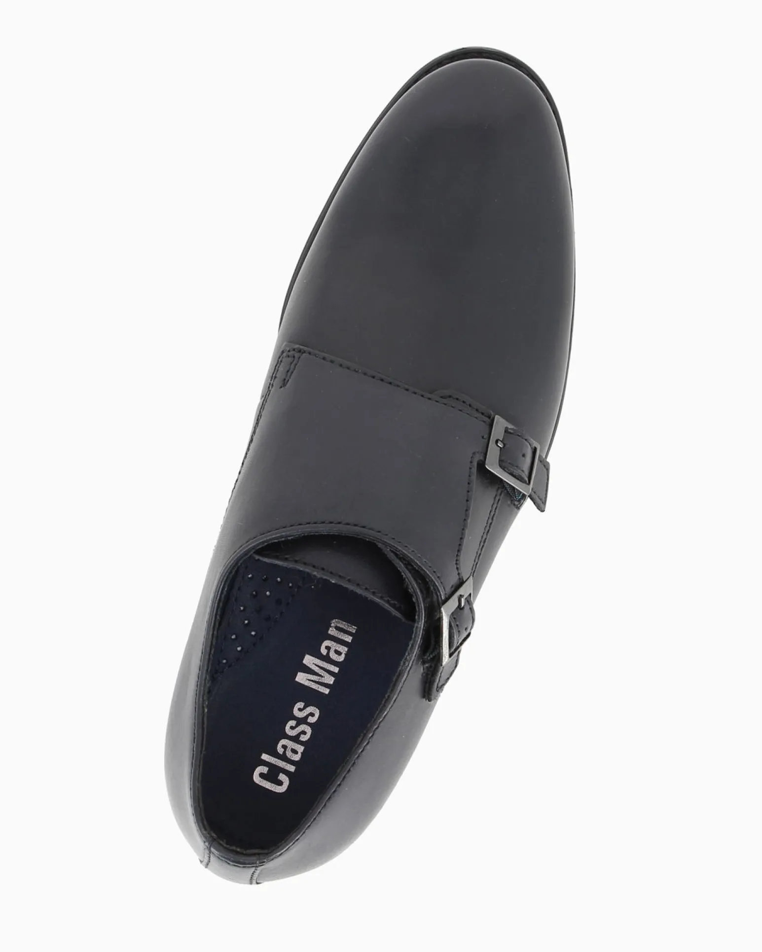 CLASS MAN - Scarpa blu in VERA PELLE con doppia fibbia