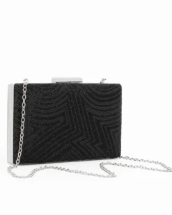 Clutch nera con strass e chiusura in metallo - DIVAS