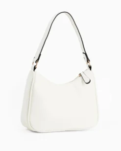 CORTINA POLO STYLE - Borsa a spalla bianca con dettaglio borchie, tracolla removibile