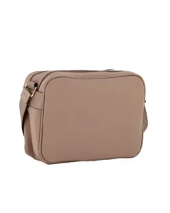 CORTINA POLO STYLE - Borsa a tracolla nocciola con tasca frontale e dettaglio logo pendente