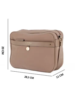 CORTINA POLO STYLE - Borsa a tracolla nocciola con tasca frontale e dettaglio logo pendente