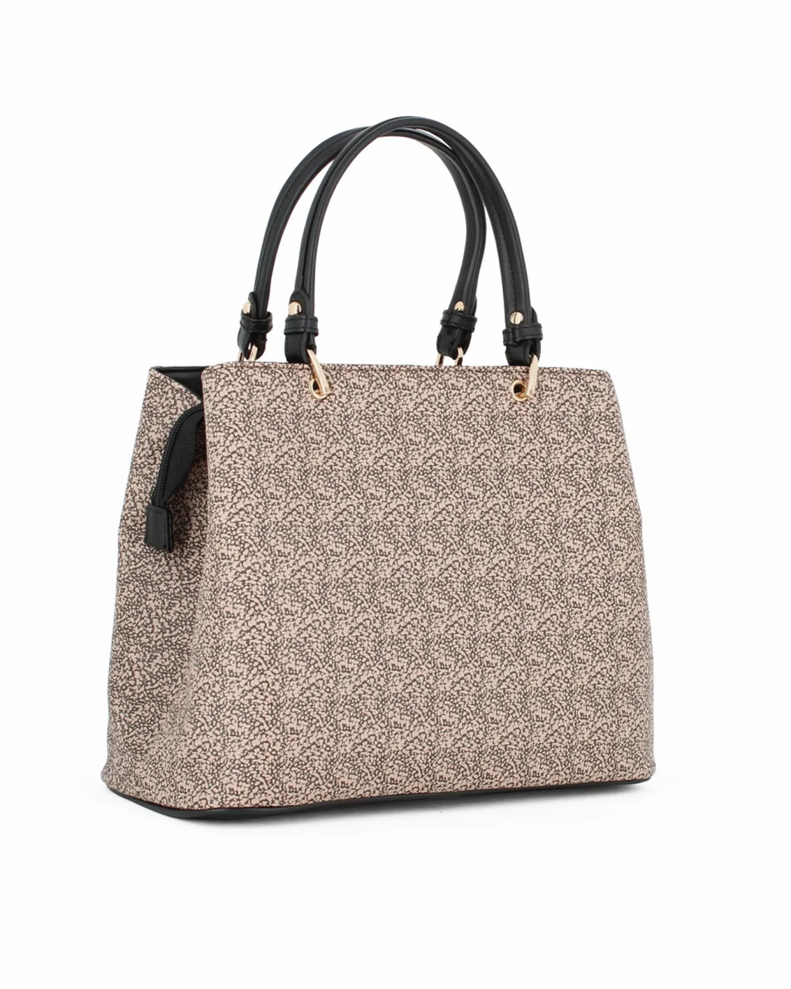 CORTINA POLO STYLE - Borsa due manici taupe con tasca frontale e stampa logo, tracolla removibile