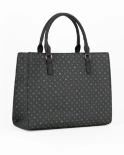CORTINA POLO STYLE - Borsa due manici nera loggata con tasca frontale, tracolla removibile