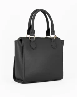 CORTINA POLO STYLE - Borsa due manici nera con tasca frontale con doppia fibbia sulla patta, tracolla removibile