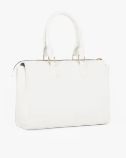 CORTINA POLO STYLE - Borsa due manici bianca con tasca frontale con doppia fibbia sulla patta, tracolla removibile