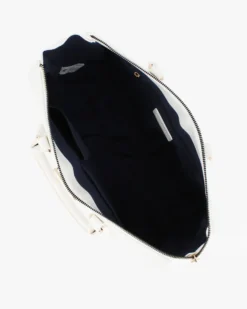CORTINA POLO STYLE - Borsa due manici bianca con tasca frontale con doppia fibbia sulla patta, tracolla removibile