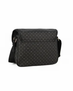 CORTINA POLO STYLE - Borsa nera loggata con tracolla e patta