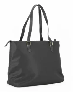 CORTINA POLO STYLE - Borsa shopping nera con tasca frontale e tracolla removibile