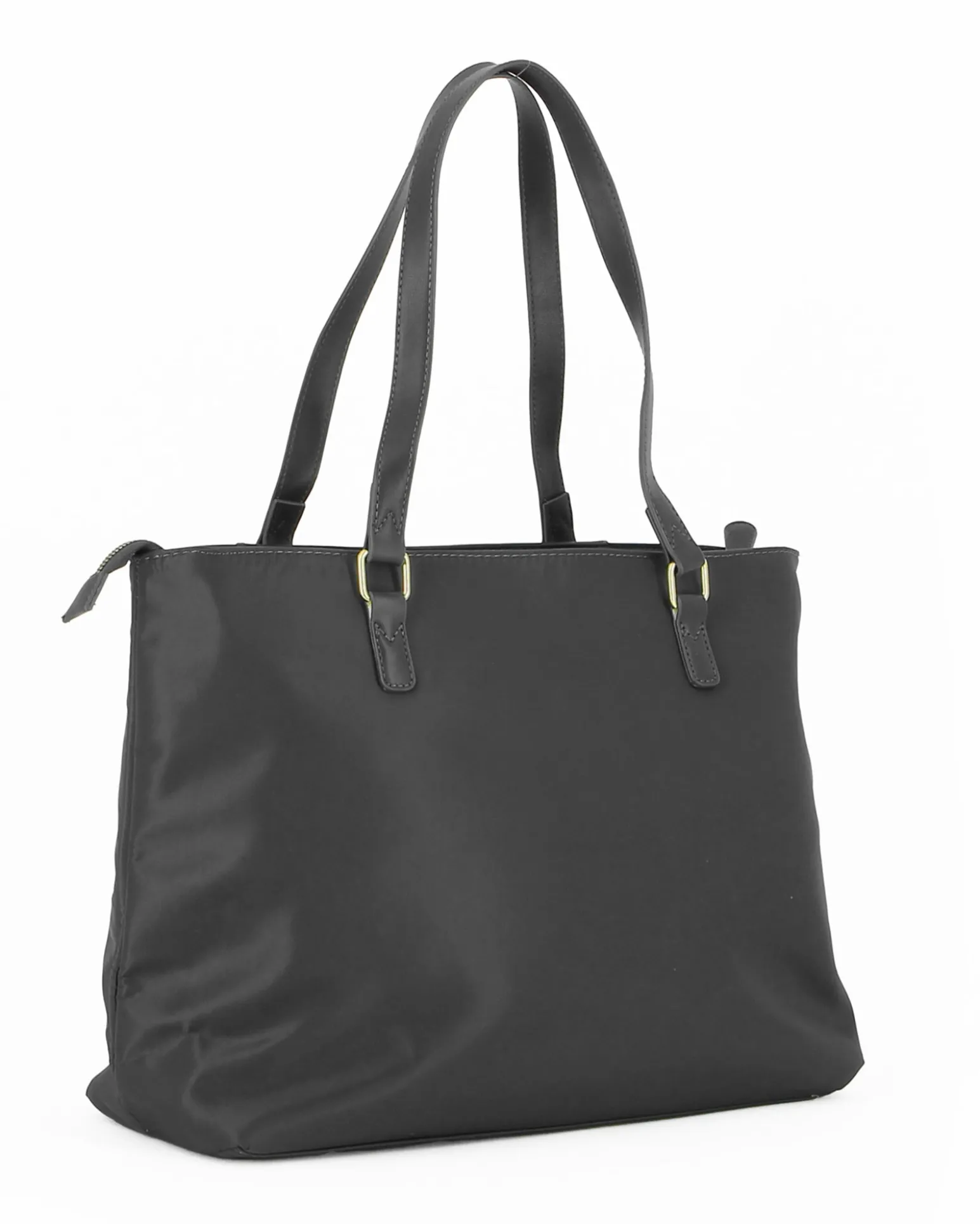 CORTINA POLO STYLE - Borsa shopping nera con tasca frontale e tracolla removibile